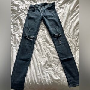 rag & bone Distressed Skinny Jeans in Dark Gray